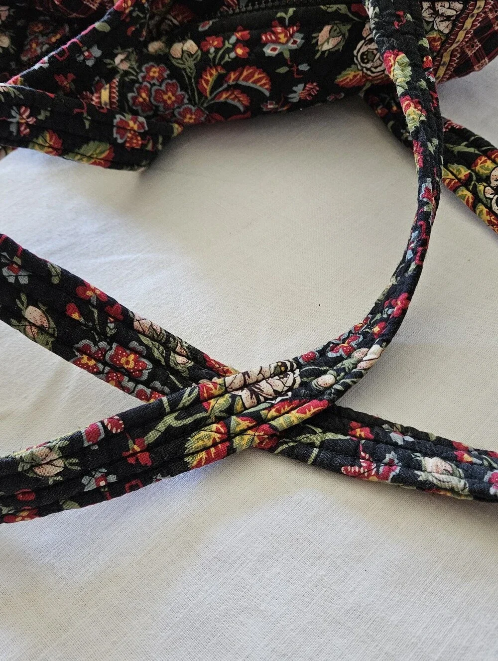 Quilted Floral Vera Bradley Mini Duffel in Black and Red - Women’s Shoulder Bag - Picture 6 of 9